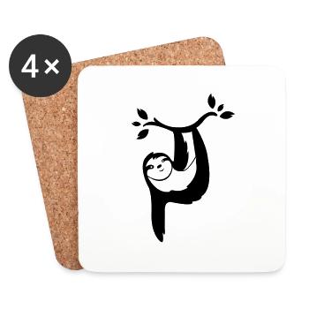 faultier_01 - Dessous de verre (lot de 4) - blanc - Devant