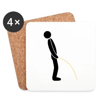 logo im stehen pinkeln pissen klo toilette erleich - Untersetzer (4er-Set) - Weiß - Vorne