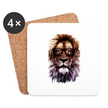 Hipster lion - Coasters (set of 4) - white - Front