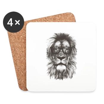 Hipster Lion - Coasters (set of 4) - white - Front
