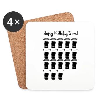 shots 18 happy birthday design - Untersetzer (4er-Set) - Weiß - Vorne