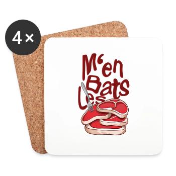 M’en bats les steaks - T-Shirt Humour - Dessous de verre (lot de 4) - blanc - Devant