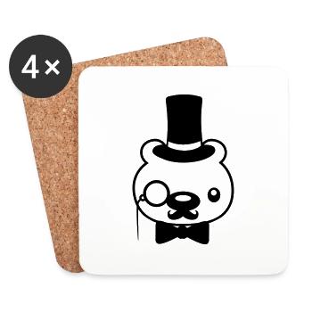 rich teddybaer herr sir - Coasters (set of 4) - white - Front