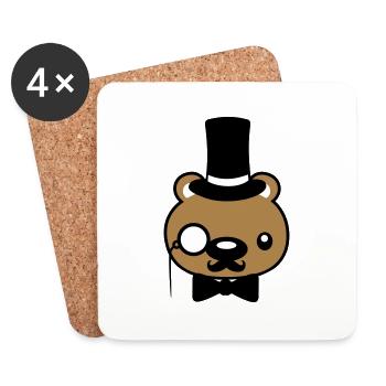 mr sir gentlemen teddybaer - Coasters (set of 4) - white - Front