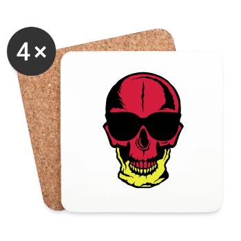 head of death skull halloween drawing moon - Coasters (set of 4) - white - Front