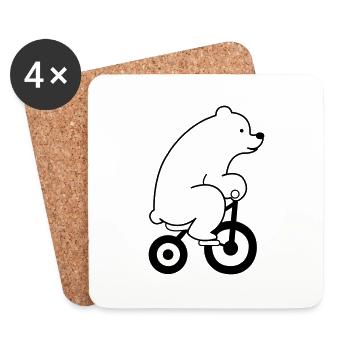 eisbaer_fahrrad_01 - Coasters (set of 4) - white - Front