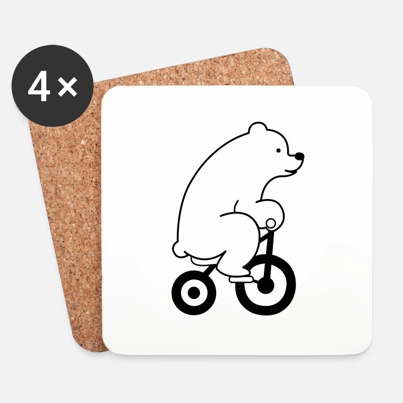 eisbaer_fahrrad_01 - Untersetzer (4er-Set) - Weiß