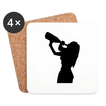 drinking girl bottle - Coasters (set of 4) - white - Front