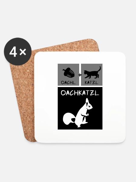 Eichhörnchen - Oachkatzl - Untersetzer (4er-Set) - Weiß