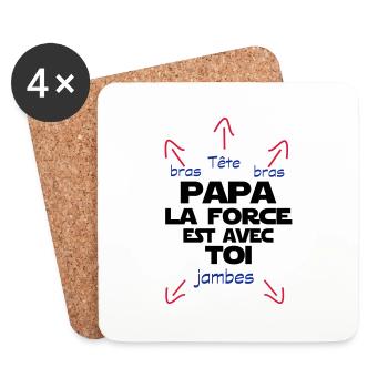 papa la force est avec toi - Dessous de verre (lot de 4) - blanc - Devant