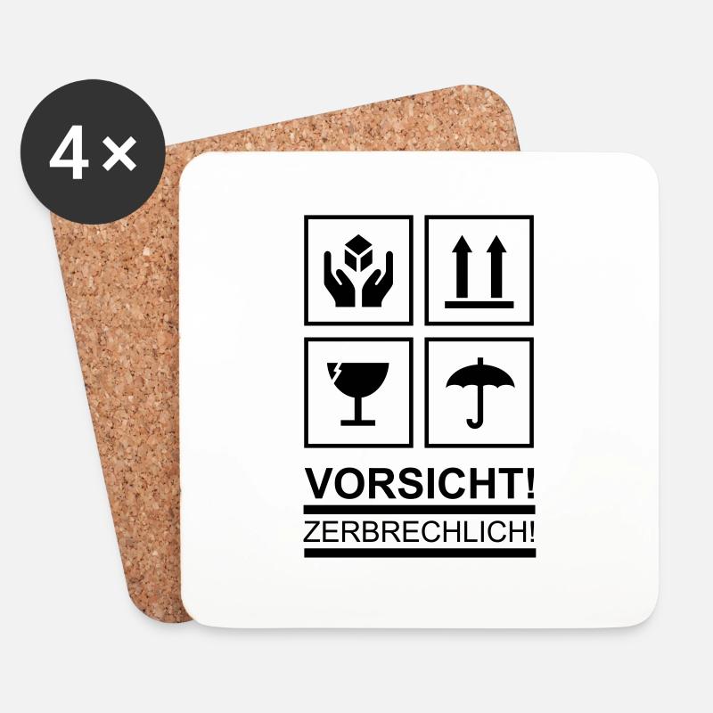 vorsicht zerbrechlich - Untersetzer (4er-Set) - Weiß