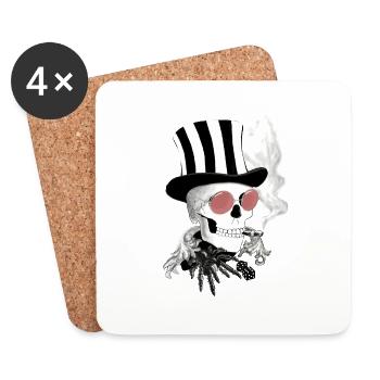 Skull avec lunettes de soleil rose - Dessous de verre (lot de 4) - blanc - Devant