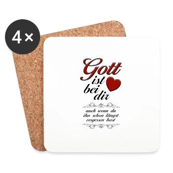 Gott ist bei dir - Untersetzer (4er-Set) - Weiß - Vorne