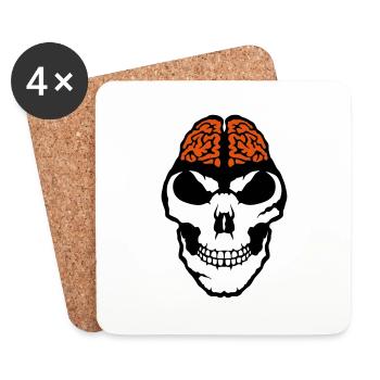 brain brain death brain skull - Coasters (set of 4) - white - Front