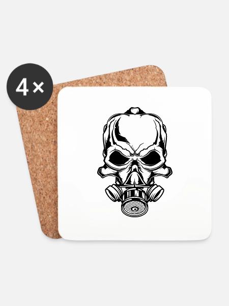 Biohazard Skull - Untersetzer (4er-Set) - Weiß