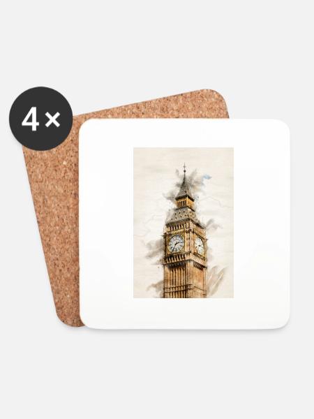 London Big Ben - Untersetzer (4er-Set) - Weiß