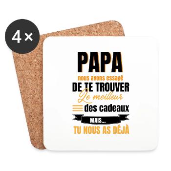 fete des peres cadeaux - Dessous de verre (lot de 4) - blanc - Devant