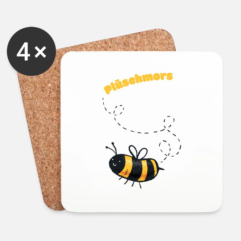 Plüschmors Plattdeutsch Geschenkidee - Untersetzer (4er-Set) - Weiß