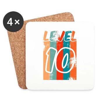 Level 10 Geburtstag Vintage - Untersetzer (4er-Set) - Weiß - Vorne