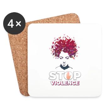 Stopp Gewalt - Untersetzer (4er-Set) - Weiß - Vorne