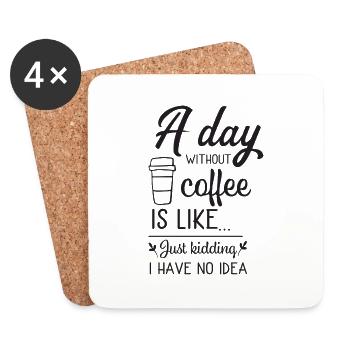 Un jour avec un café - Dessous de verre (lot de 4) - blanc - Devant