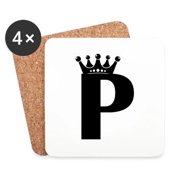 Buchstabe P Krone - Untersetzer (4er-Set) - Weiß - Vorne