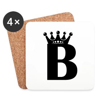 Buchstabe B Krone - Untersetzer (4er-Set) - Weiß - Vorne
