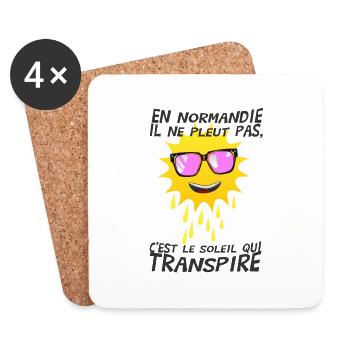 normandie soleil pleut pas transpire humour - Dessous de verre (lot de 4) - blanc - Devant