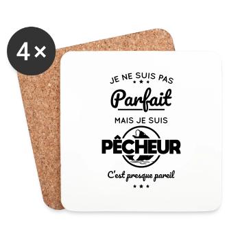 Pêche - Pas parfait mais pêcheur - Dessous de verre (lot de 4) - blanc - Devant