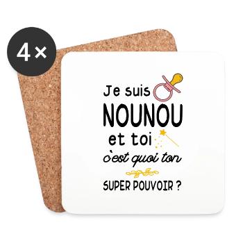 je suis nounou / humour nounou - Dessous de verre (lot de 4) - blanc - Devant