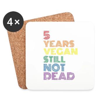 5 Jahre Vegan Immer noch NICHT tot Vintage Rainbow Distr - Untersetzer (4er-Set) - Weiß - Vorne
