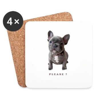 French Bulldog - Untersetzer (4er-Set) - Weiß - Vorne