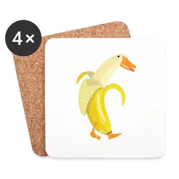 Conception de jeu de mots de fruits drôle de canard banane - Dessous de verre (lot de 4) - blanc - Devant