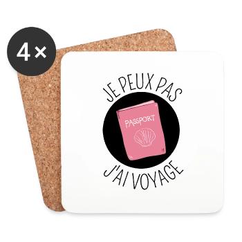 Je peux pas j'ai voyage passeport travel bagages - Dessous de verre (lot de 4) - blanc - Devant