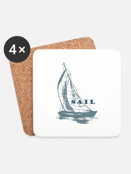 sailboat,sea,gift,maritim,cool,trend, - Coasters (set of 4) - white