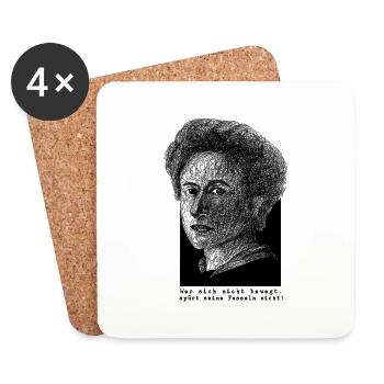ROSA LUXEMBURG - FESSELN - Untersetzer (4er-Set) - Weiß - Vorne