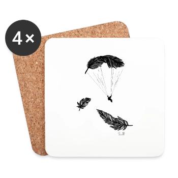 Parapente soleil amour montagnes printemps - Dessous de verre (lot de 4) - blanc - Devant