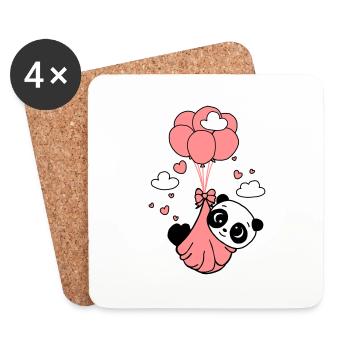 Panda cub in the clouds - Coasters (set of 4) - white - Front