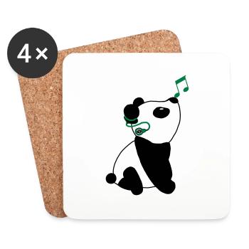 Panda with cochlear implant - Coasters (set of 4) - white - Front