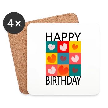 Birthday. HAPPY BIRTHDAY. Happy birthday. - Coasters (set of 4) - white - Front
