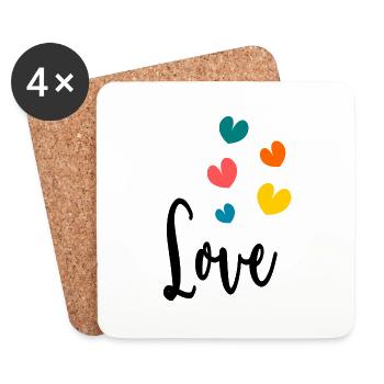 SAINT VALENTIN. JE T'AIME. I LOVE YOU. AMOUR. LOVE - Dessous de verre (lot de 4) - blanc - Devant