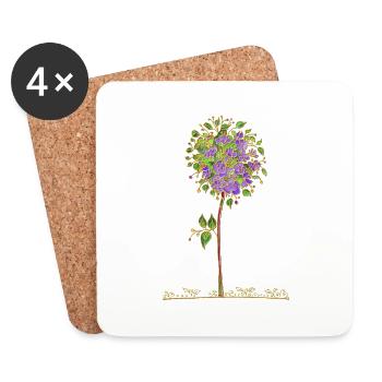 Baum - Untersetzer (4er-Set) - Weiß - Vorne