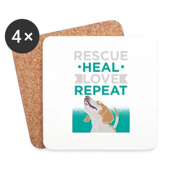 ANIMAL RESCUE: Rescue Heal Love - Coasters (set of 4) - white - Front