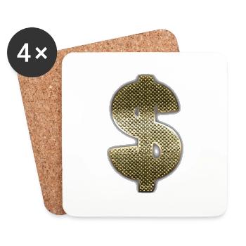 dollar signent de l’argent - Dessous de verre (lot de 4) - blanc - Devant