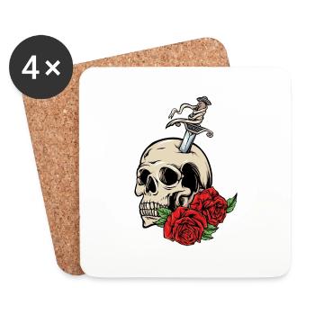 Skull Rose cooles Vintage Motiv - Untersetzer (4er-Set) - Weiß - Vorne