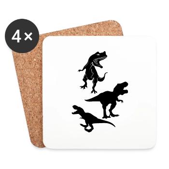 Dinosaur Dino Kids - Coasters (set of 4) - white - Front