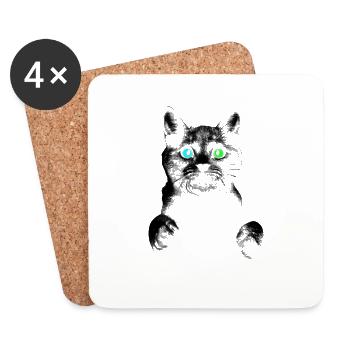 Cat - Coasters (set of 4) - white - Front