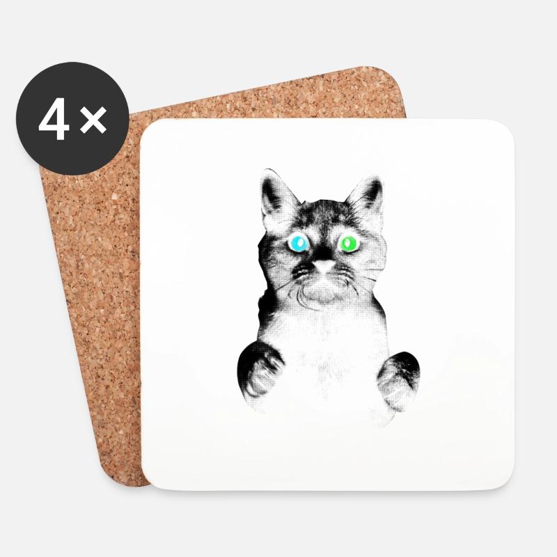 Katze - Untersetzer (4er-Set) - Weiß