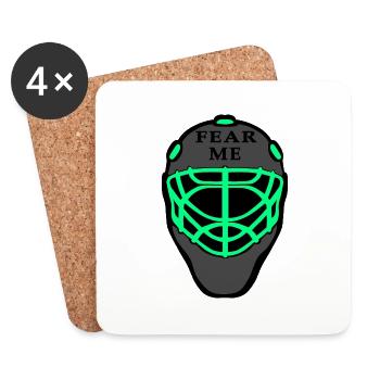 hockey hockey fear gardien de but hockey copain fan - Dessous de verre (lot de 4) - blanc - Devant