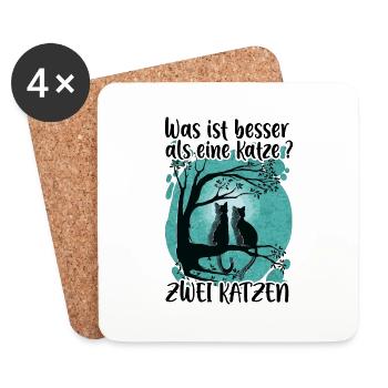 Was ist besser als eine Katze zwei Katzen Kätzchen - Untersetzer (4er-Set) - Weiß - Vorne